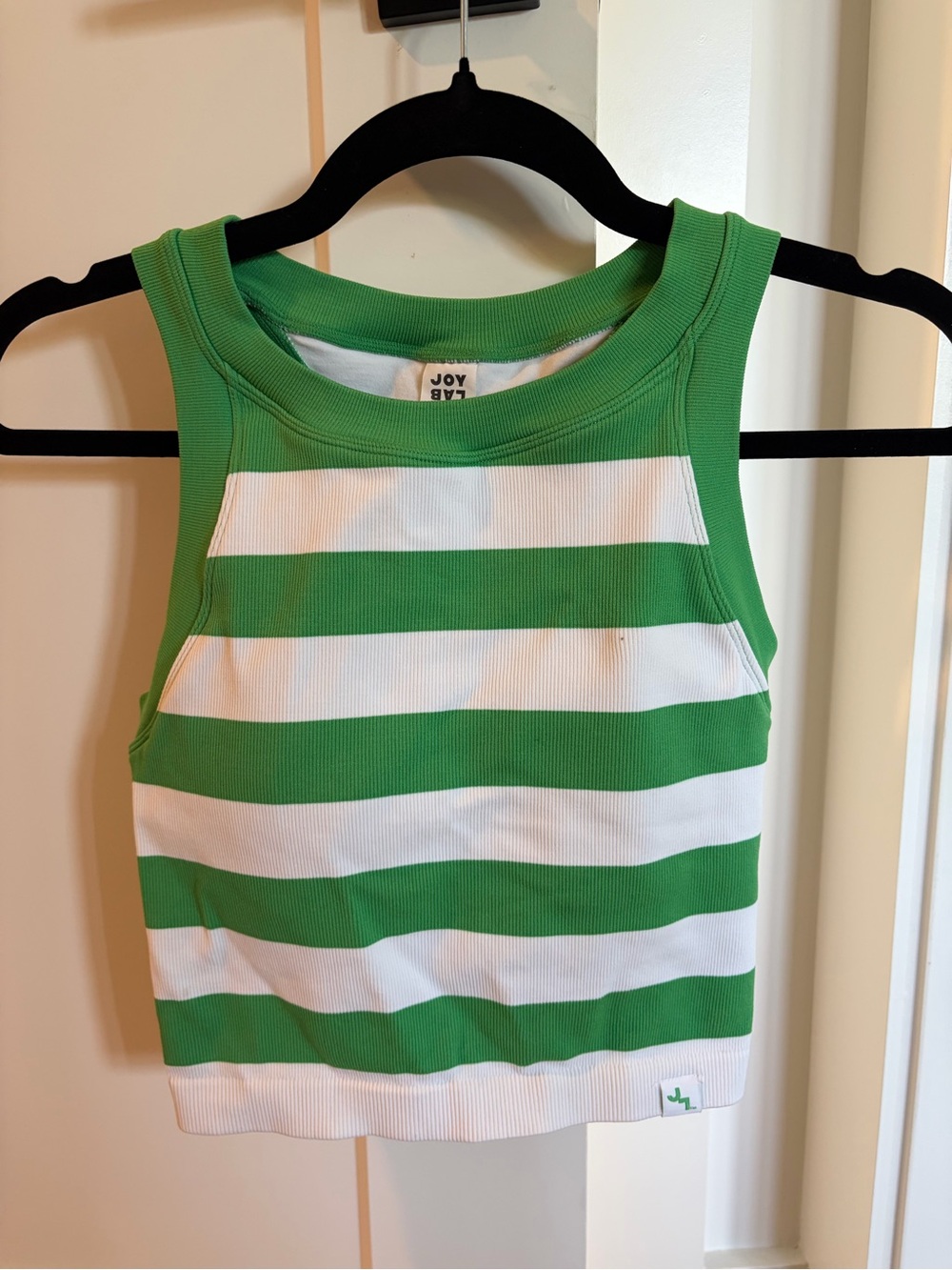 JoyLab Green and White Striped Racerback Crop Tank - Picture 2 of 4